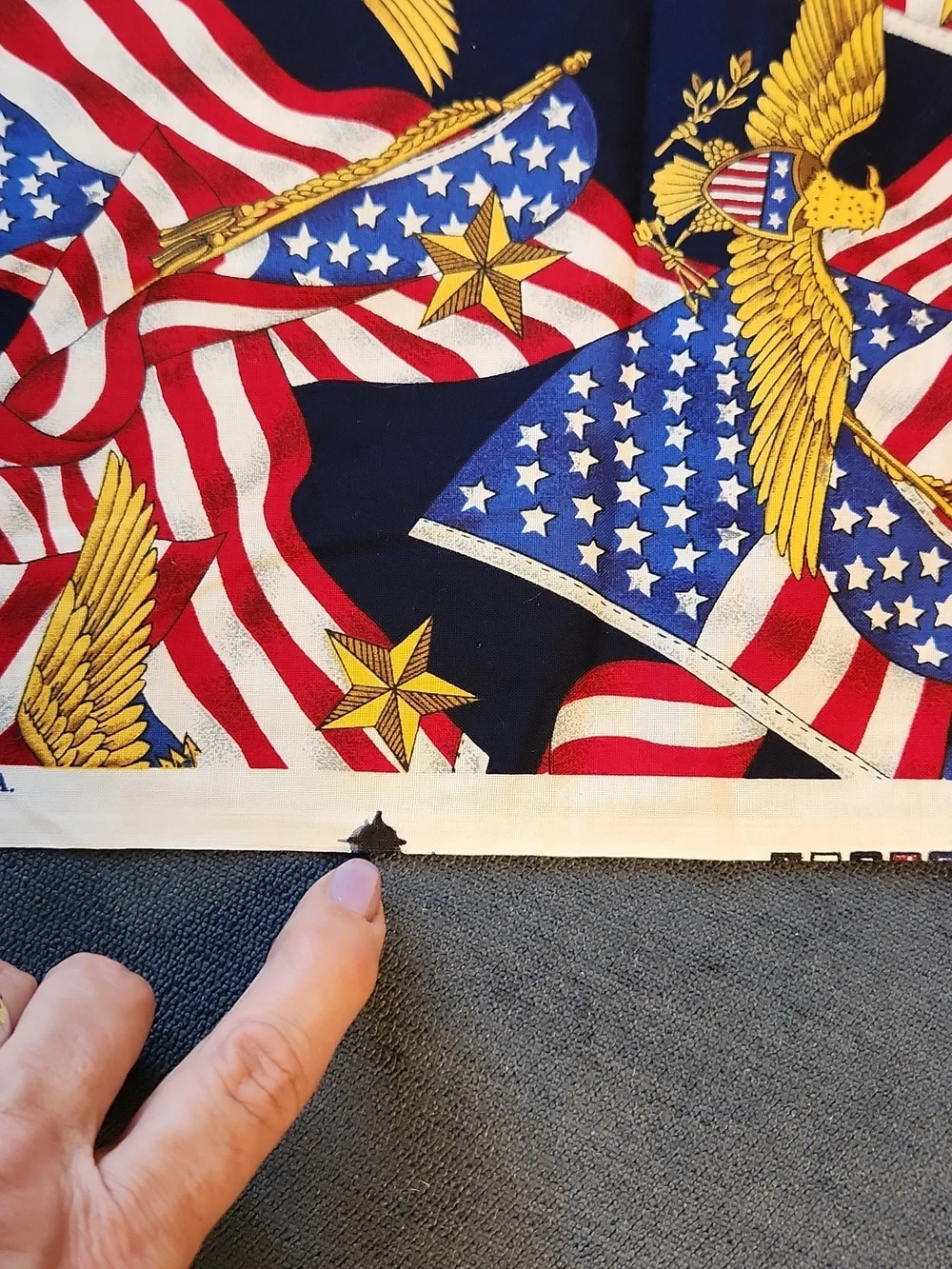 Cranston Vintage Patriotic American Flag Eagle Cotton Fabric - Red, White & Blue